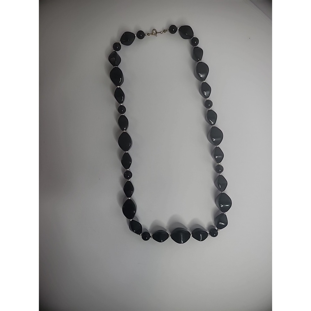 Vintage Gold Tone Black Beaded Necklace Various Sizes Jewelry‎ Costume